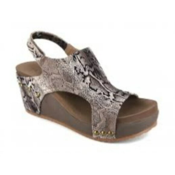 Corkys Shoes - Cabot Brown Snake Wedge Size 7 - Picture 1 of 9